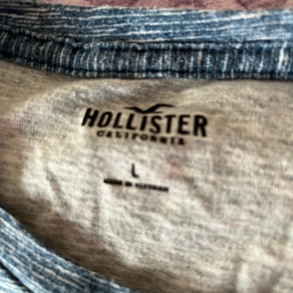 Hollister T-Shirt Men's Large. Short Sleeve Logo Crew Neck Blue White - Picture 5 of 6